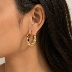Golden Ripple Hoop Earrings