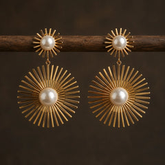 Pearl Sunburst Dangle Earrings