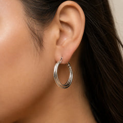 Silver Harmony Hoop Earrings