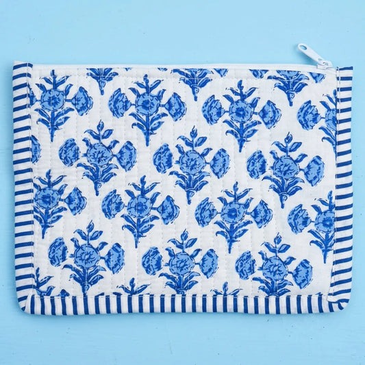 Blue Floral Printed Pouch