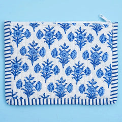 Blue Floral Printed Pouch