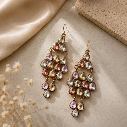 Crystal Petal Drop Earrings