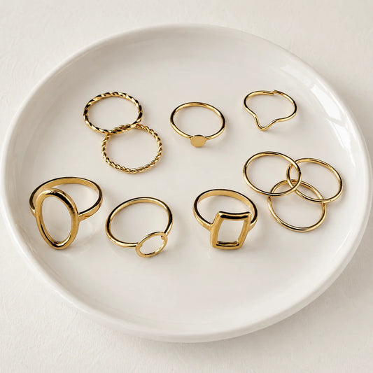 Mixed Shape Geometric Ring Combo