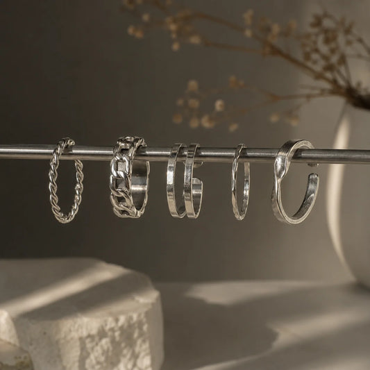 Silver Sleek & Twisted Ring Combo