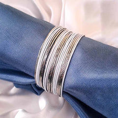 White & Silver Toned Bangles