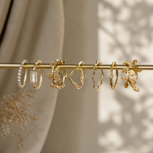 Golden Heart & Vine Ring Combo