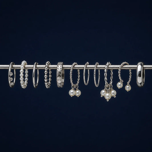 Silver Pearl Sleek Ring Combo