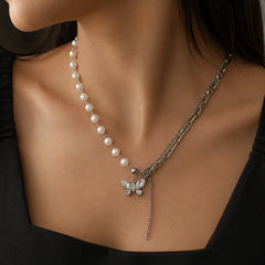 Pearl Butterfly Charm Necklace