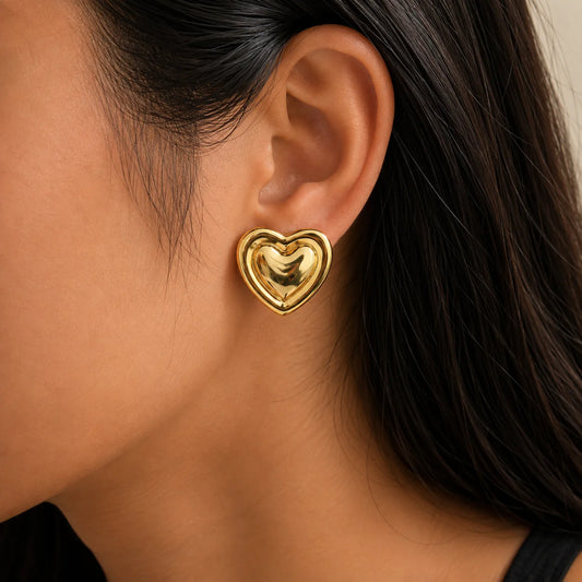 Valentina Chunky  Heart Earrings - 18K Gold Plated