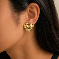 Valentina Chunky  Heart Earrings - 18K Gold Plated