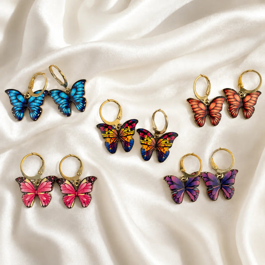 Colourful Butterfly Charm Earring Combo