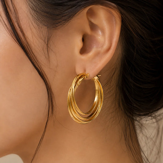 Aurora Layered  Gold Hoop Earrings