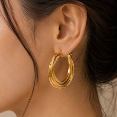 Aurora Layered  Gold Hoop Earrings