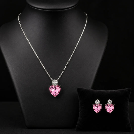 Blush Heart Crystal Jewellery Set