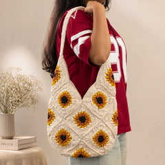 Sunflower Crochet Shoulder Bag