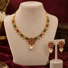 Red & Green Kundan Necklace Set