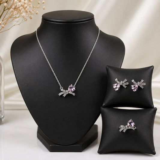 Blush Bow Crystal Jewellery Set