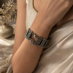 Oxidised Filigree Bracelet with Ghungroo
