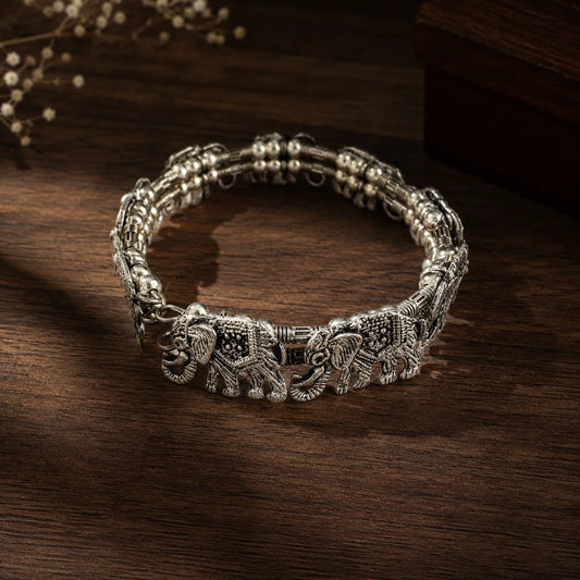 Oxidised Elephant Bracelet