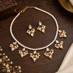 Pearl & Kundan Drop Necklace Set