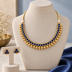 Royal Blue Kundan Necklace Set