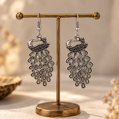 Oxidised Peacock Earrings