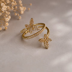Butterfly Wrap Ring - 18K Gold Plated