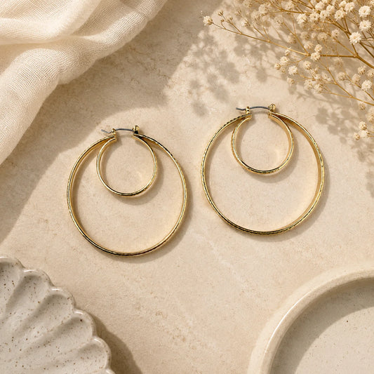 Aurora Textured Gold  Hoop Earrings