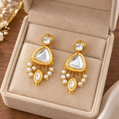 Golden Heritage Pearl Kundan Earrings