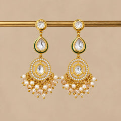 Royal Green Kundan Pearl Earrings