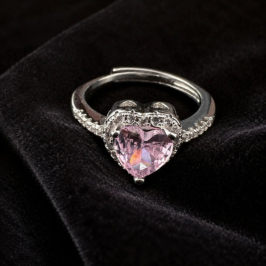 Pink Crystal Heart Ring