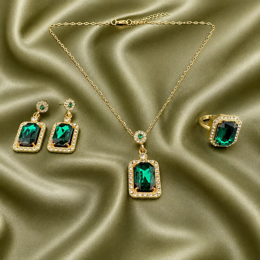 Emerald Crystal Jewellery Set