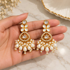 Pearl Petal Kundan Earrings