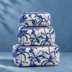 Blue White Tropical 3 Layered Pouches