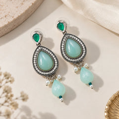 Mint Crystal Kundan Earrings