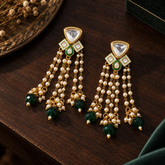 Moti Emerald Kundan Earrings