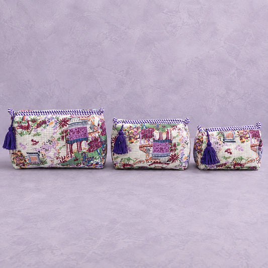White Tropical Village  House 3 Layered Pouches