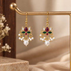 Lotus & Pearl Kundan Earrings