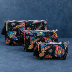 Black Floral 3 Layered Pouches