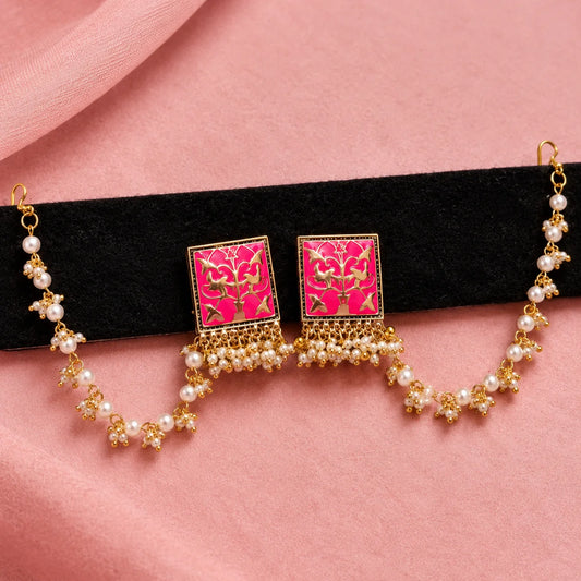 Pink Royale Pearl Meenakari Earrings