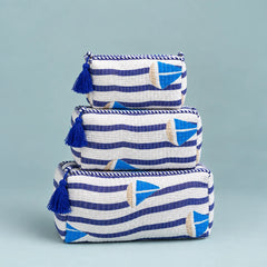 Blue Sailboat 3 Layered Pouches