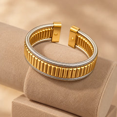 Dual Tone Statement Cuff Bracelet