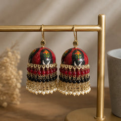 Goddess Motif Meenakari Jhumkas