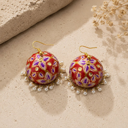 Ruby Bloom Floral Meenakari Earrings