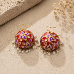 Ruby Bloom Floral Meenakari Earrings