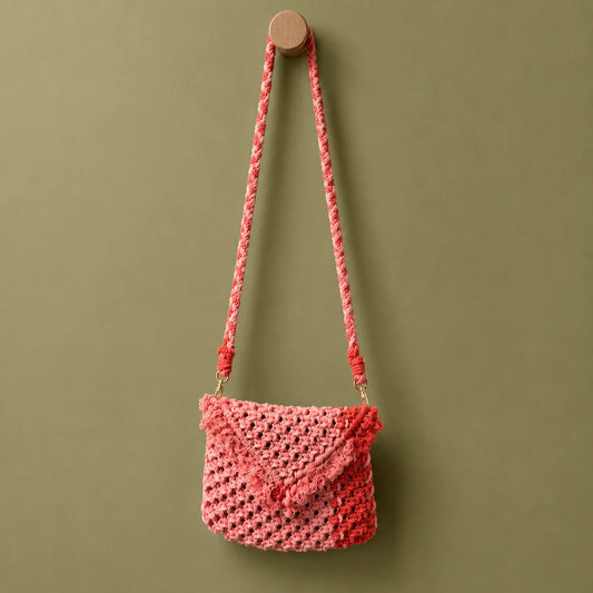 Peach Knot Macrame Bag
