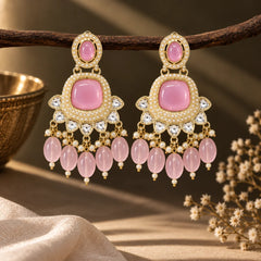 Pink Quartz Dangle Earrings