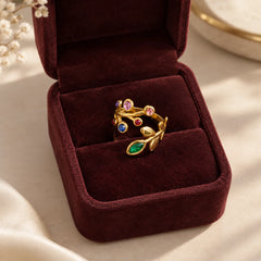 Rainbow Leaf Vine Ring