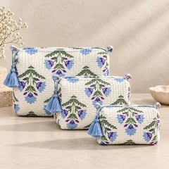 Blue Flower Bouquet Pouch Set