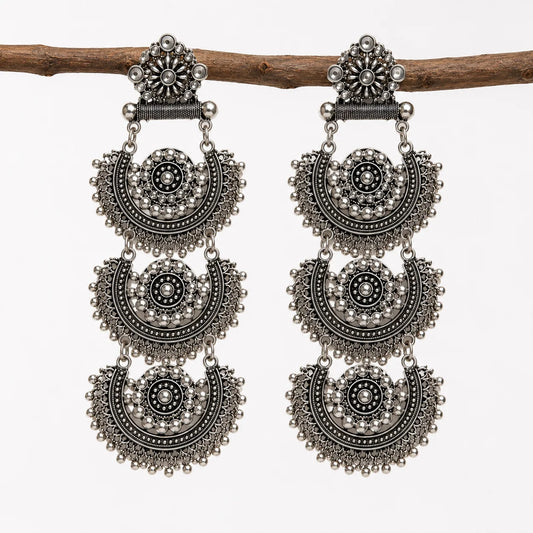 Royal Oxidised Chand Earrings